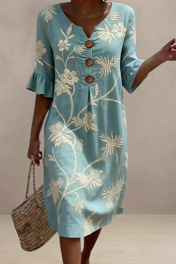 HARBOUR | EMBROIDERED BOTANICAL MIDI DRESS