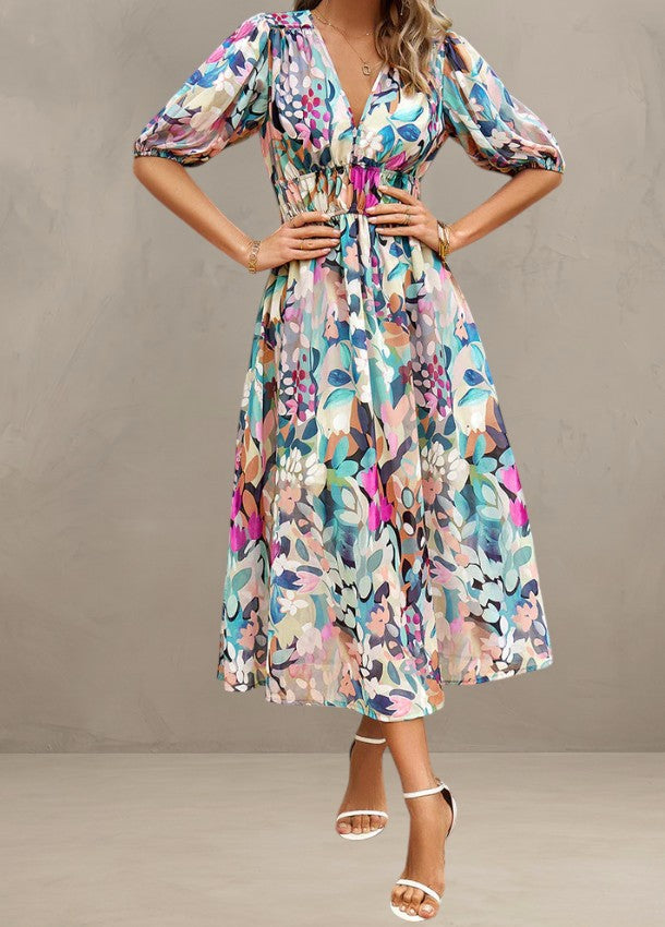 ASTELLA | FLATTERING FLORAL MIDI DRESS