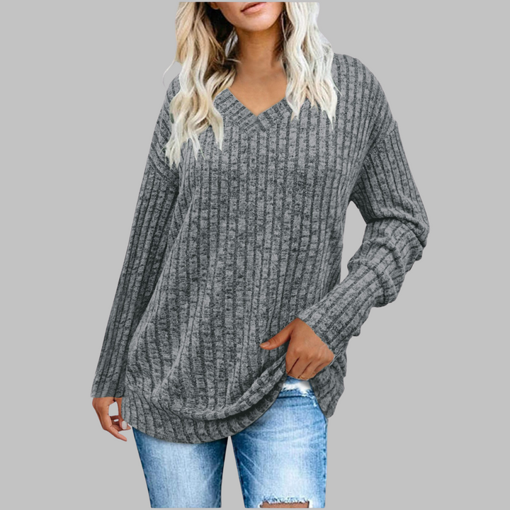 DEMI - Comfy V-Neck Long Sleeve Top