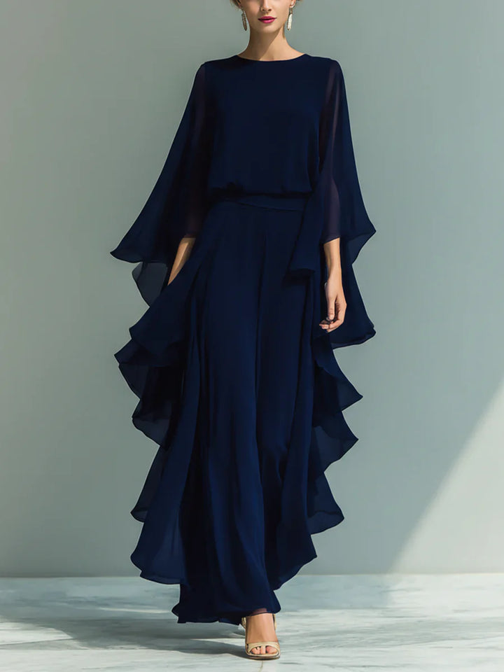 Aurora Set | Elegant Chiffon Two-Piece with Ruffle Detail