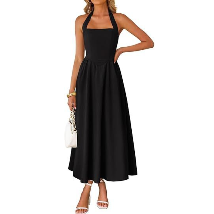 JESSY – Sleeveless Halter Ruched Pocket Dress