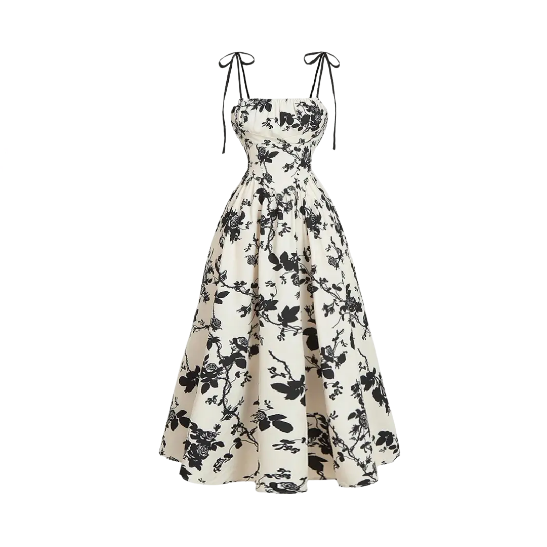 ROSA – French Floral Tie-Shoulder Cami Dress