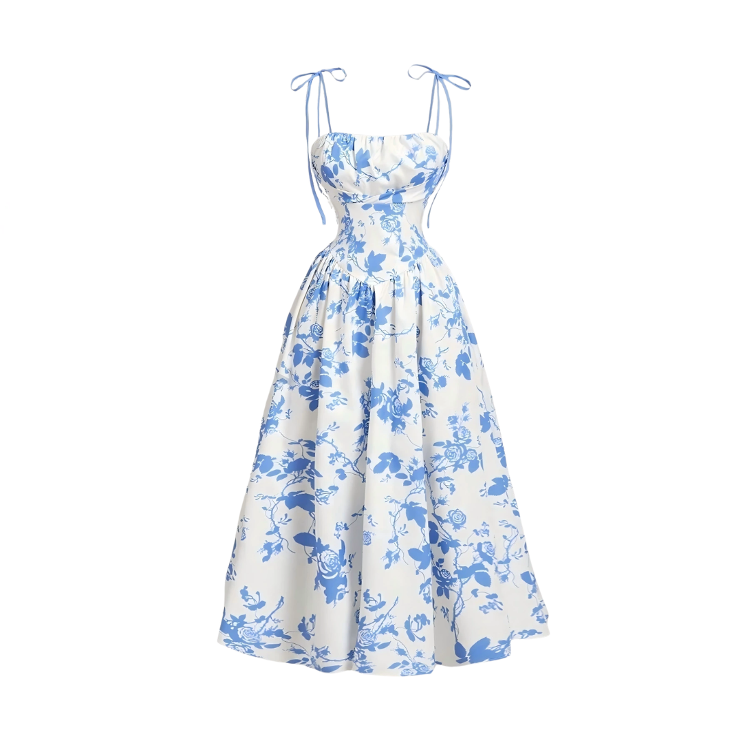 ROSA – French Floral Tie-Shoulder Cami Dress