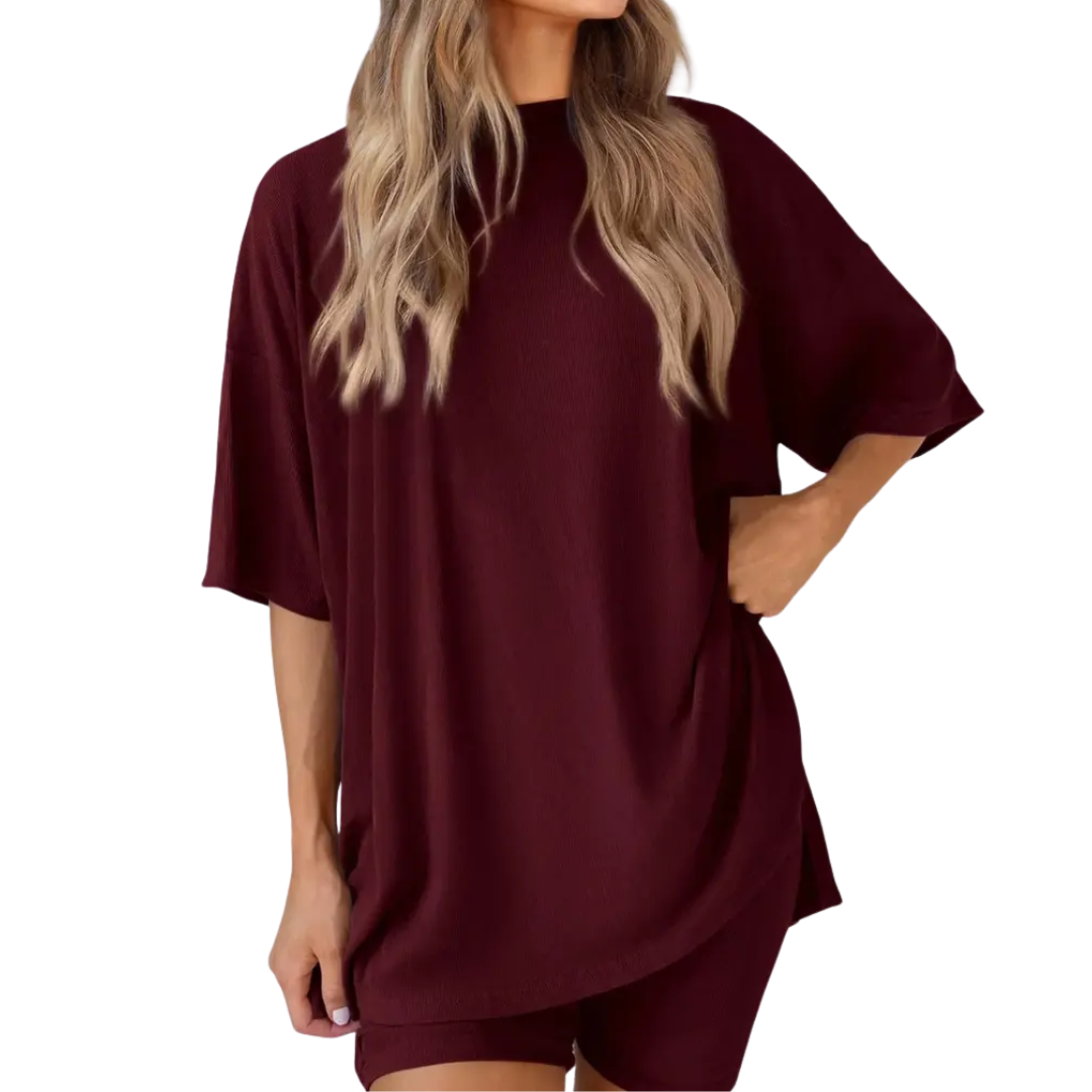 LINA – Soft Solid Lounge Short Set