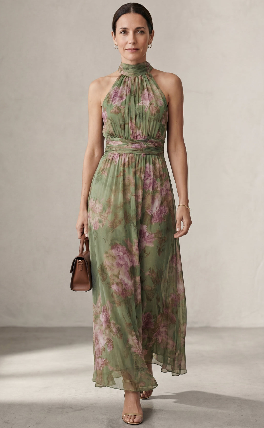 Livia | Elegant Floral Maxi Halter Dress