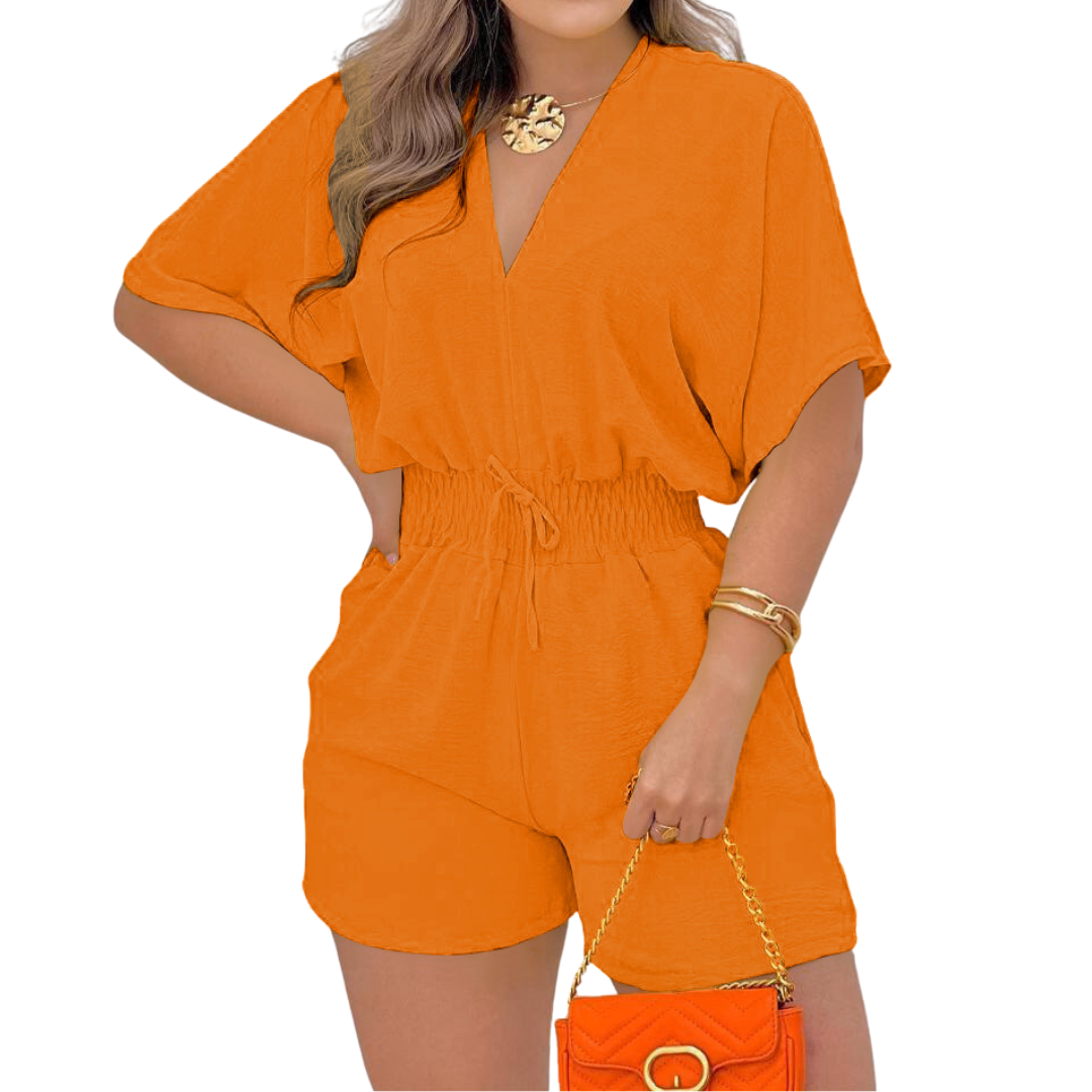 JULY – Casual V-Neck Drawstring Romper