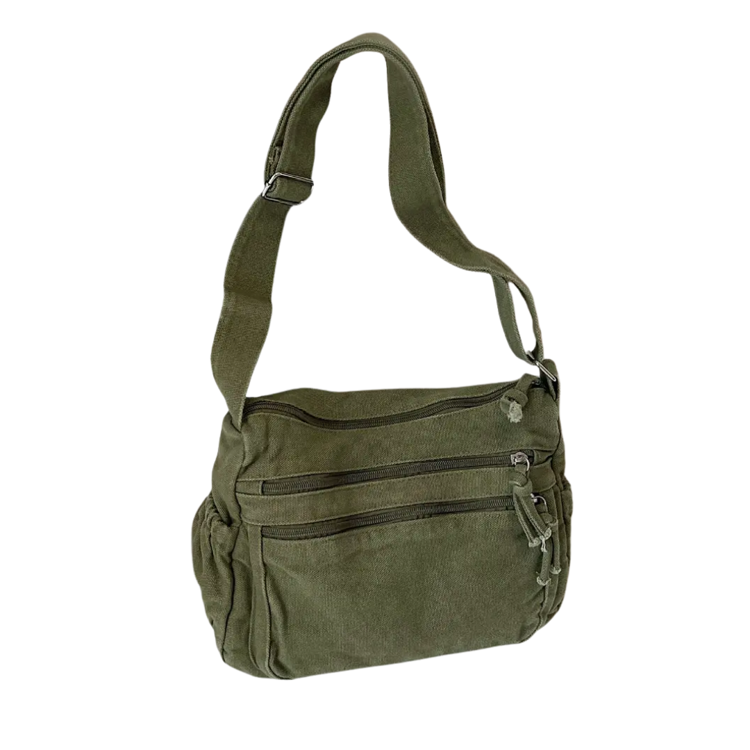 YVE – Retro Multi-Pocket Canvas Crossbody Bag