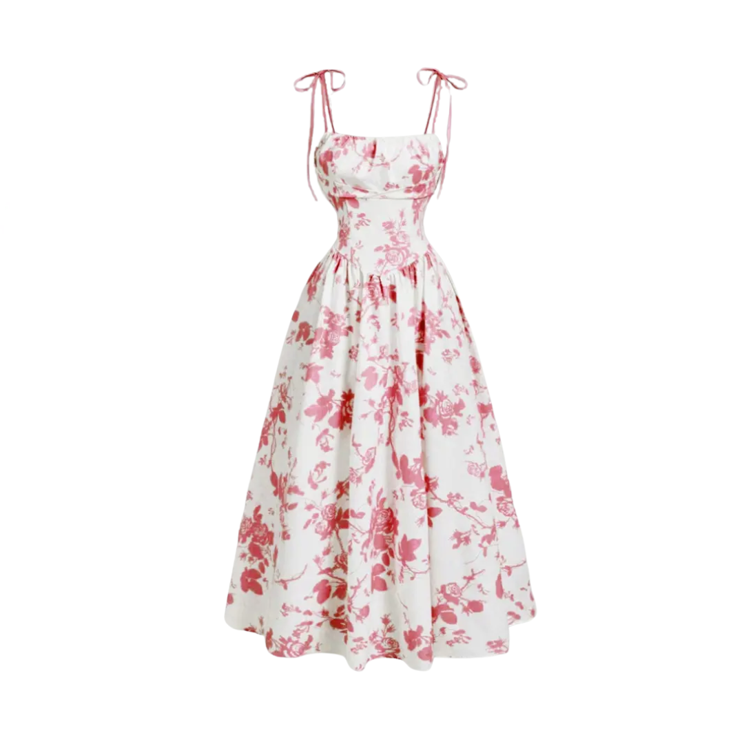 ROSA – French Floral Tie-Shoulder Cami Dress