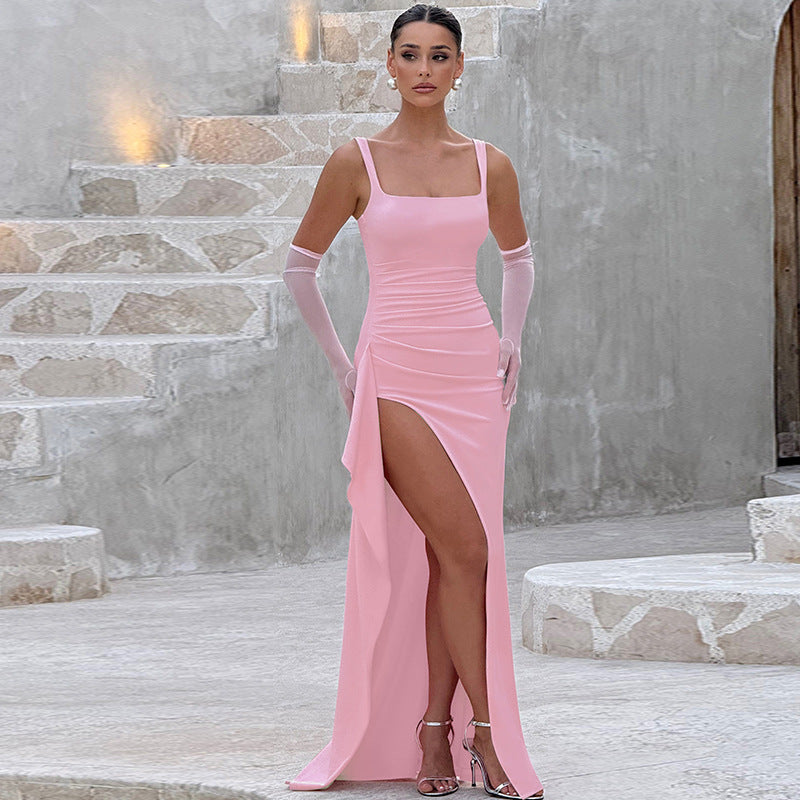 KHALI - Elegant Formal Slip Maxi Dress with Open Back