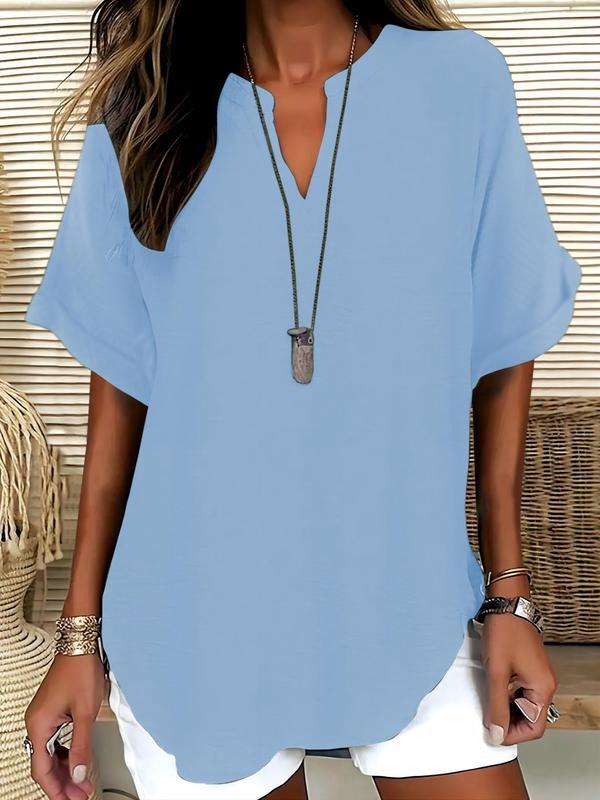 GENNEVA™ – Casual Plain Short Sleeve Blouse