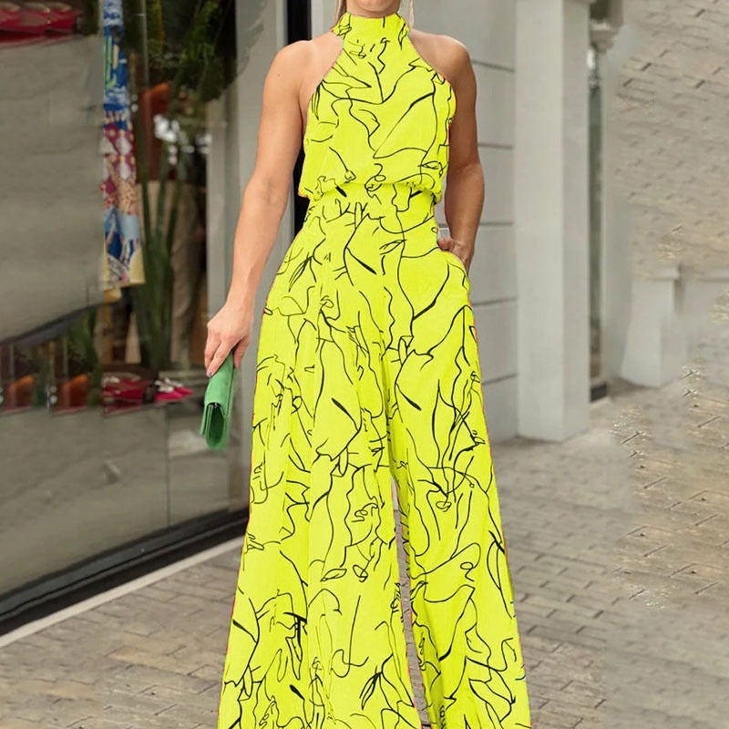 QIANA™ - Elegant Wide Leg Neck Tie Sleeveless Summer Jumpsuit