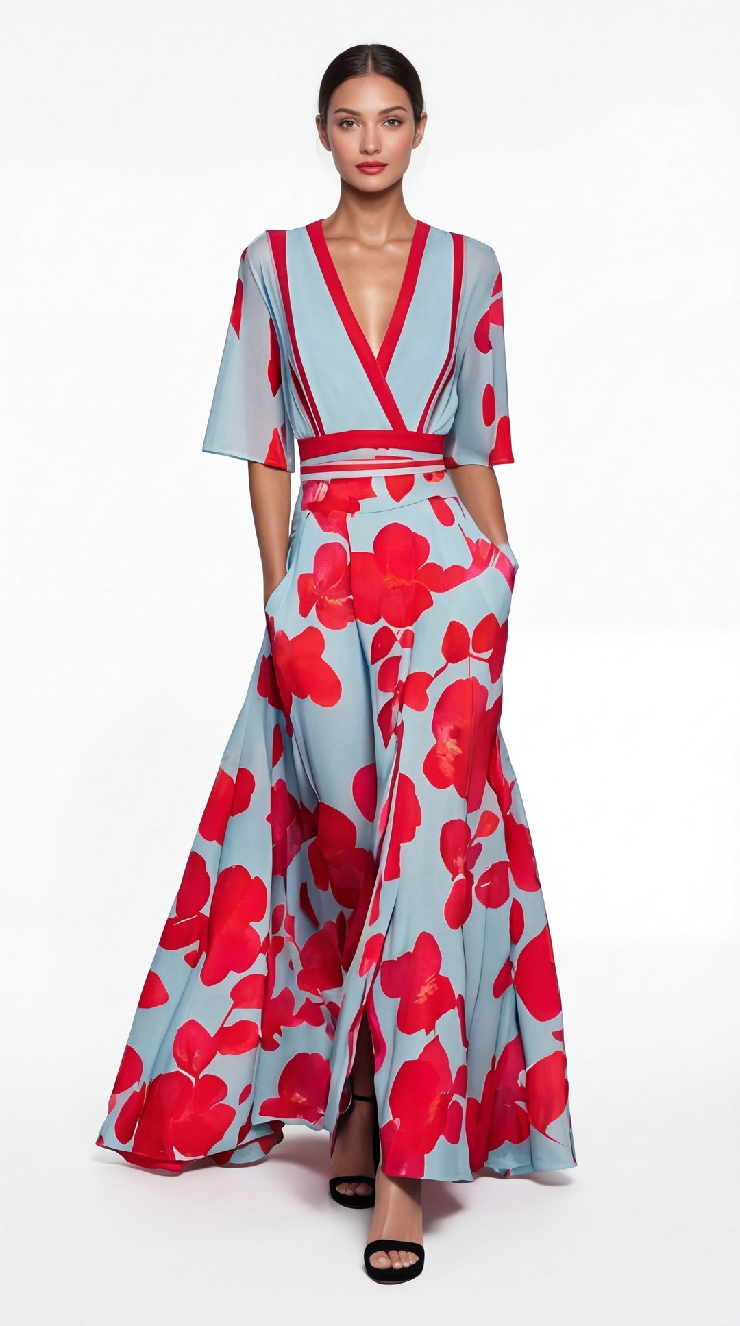 Valentina | Elegant long dress with deep neckline