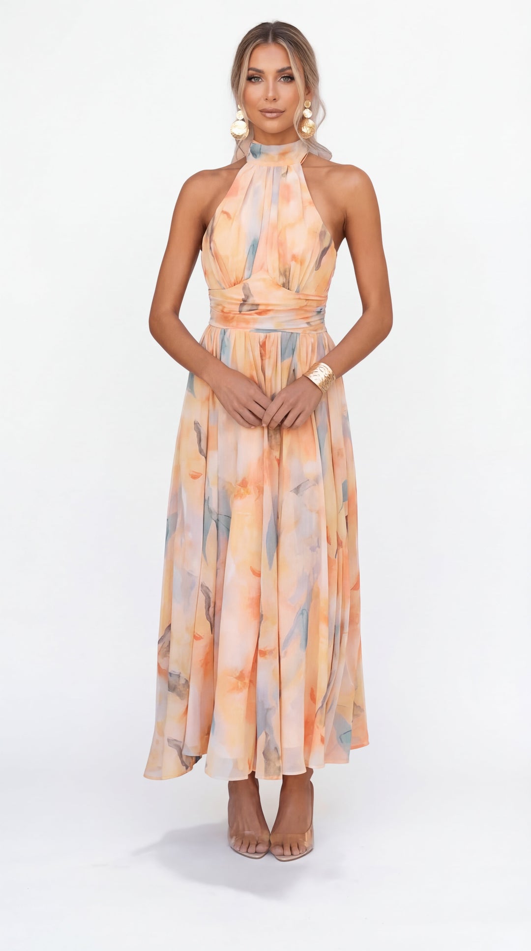 ESTHER | Watercolour Style Halter Dress