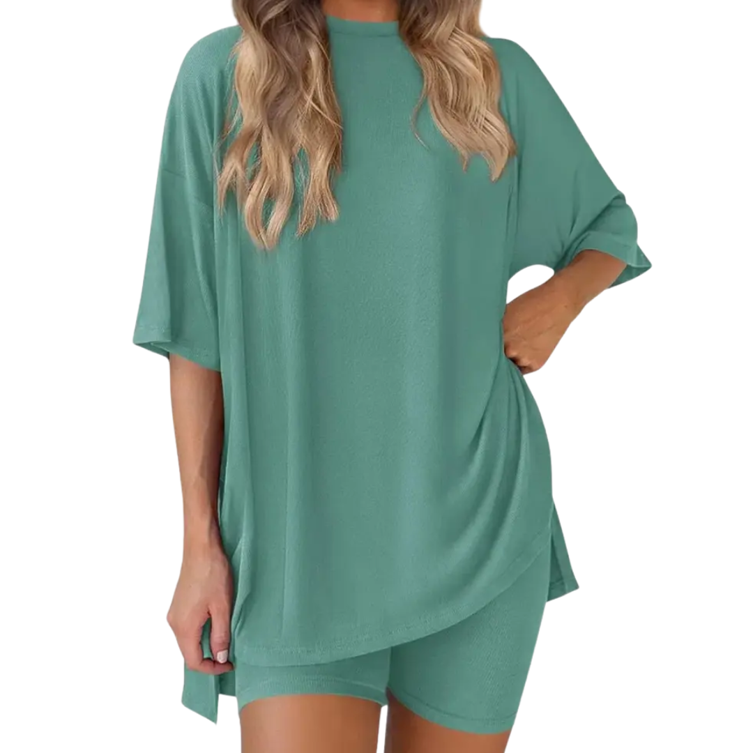 LINA – Soft Solid Lounge Short Set