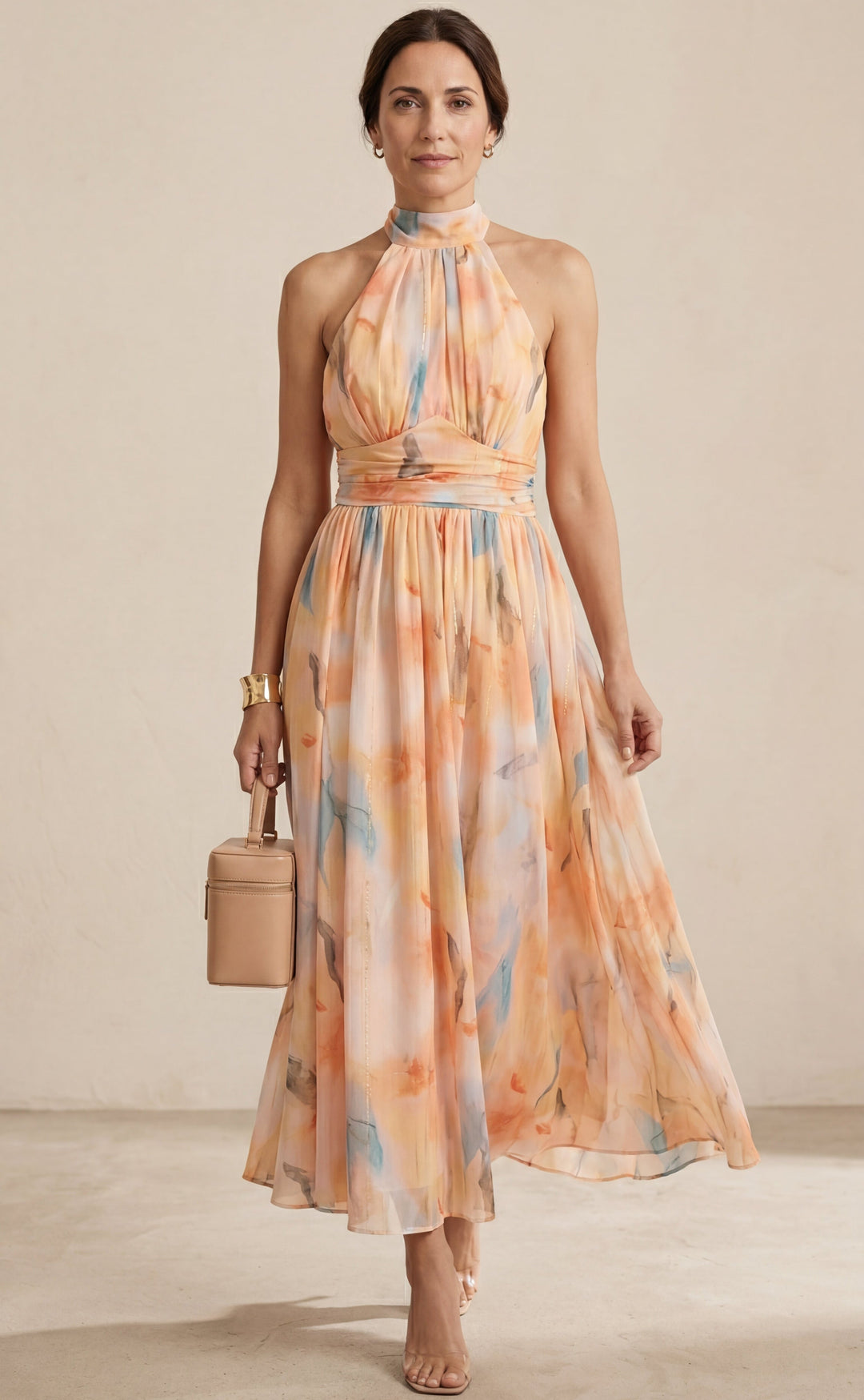 ESTHER | Watercolour Style Halter Dress