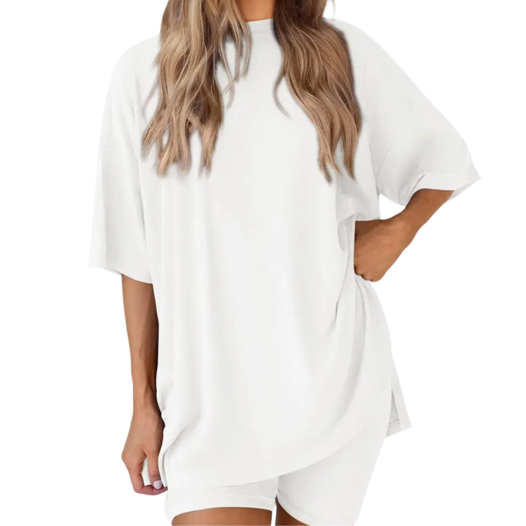 LINA – Soft Solid Lounge Short Set