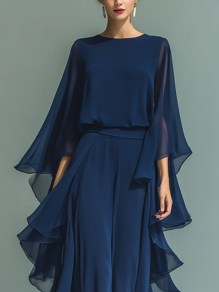 Aurora Set | Elegant Chiffon Two-Piece with Ruffle Detail