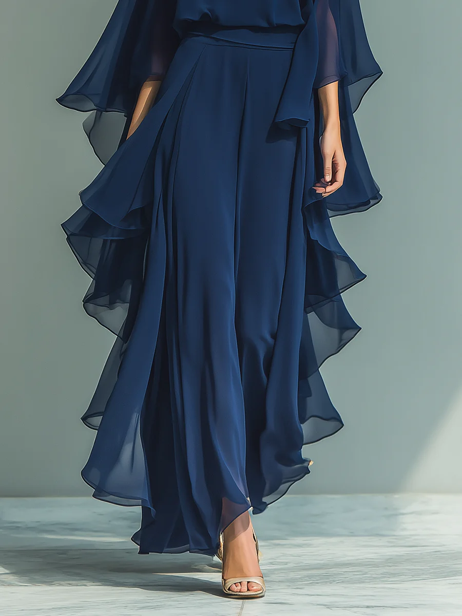 Aurora Set | Elegant Chiffon Two-Piece with Ruffle Detail