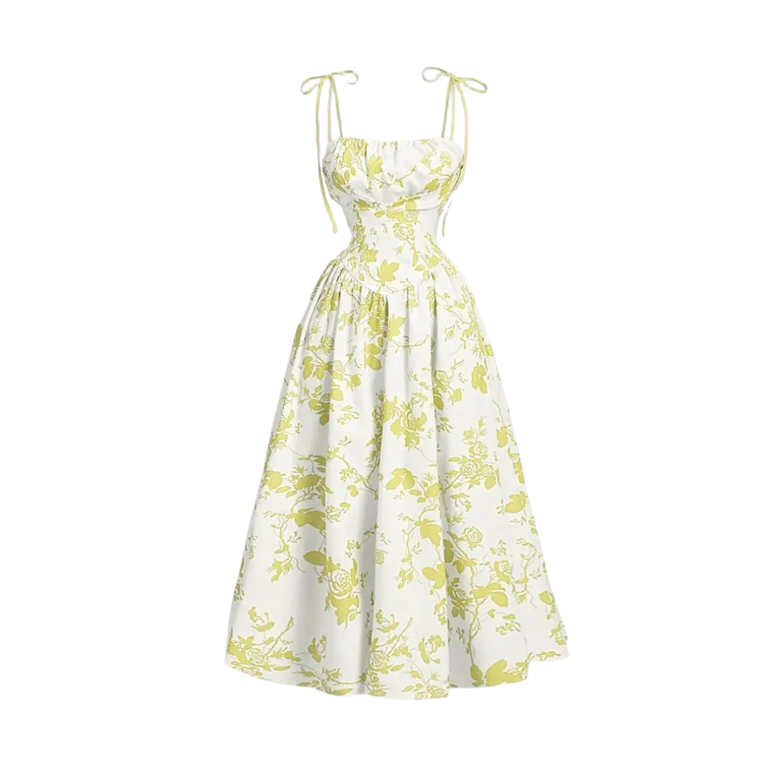 ROSA – French Floral Tie-Shoulder Cami Dress