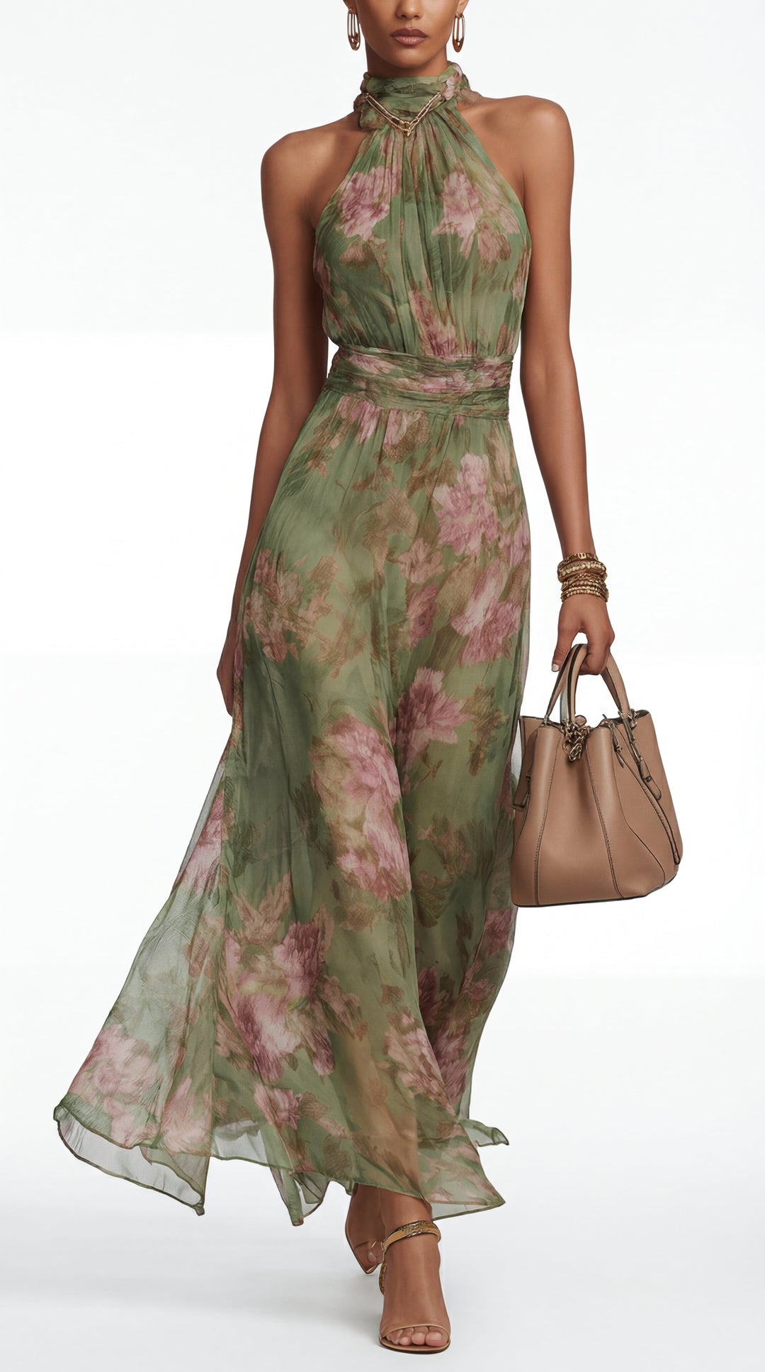Livia | Elegant Floral Maxi Halter Dress