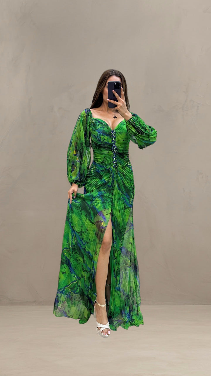SOPHIE | LONG PLEATED EVENING DRESS