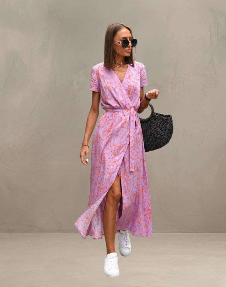AMELIA | COLOURFUL V-NECK DRESS