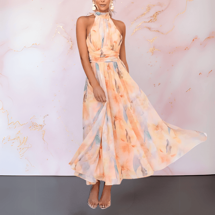 ESTHER | Watercolour Style Halter Dress