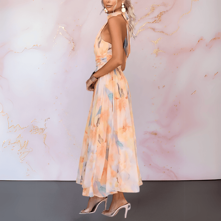 ESTHER | Watercolour Style Halter Dress