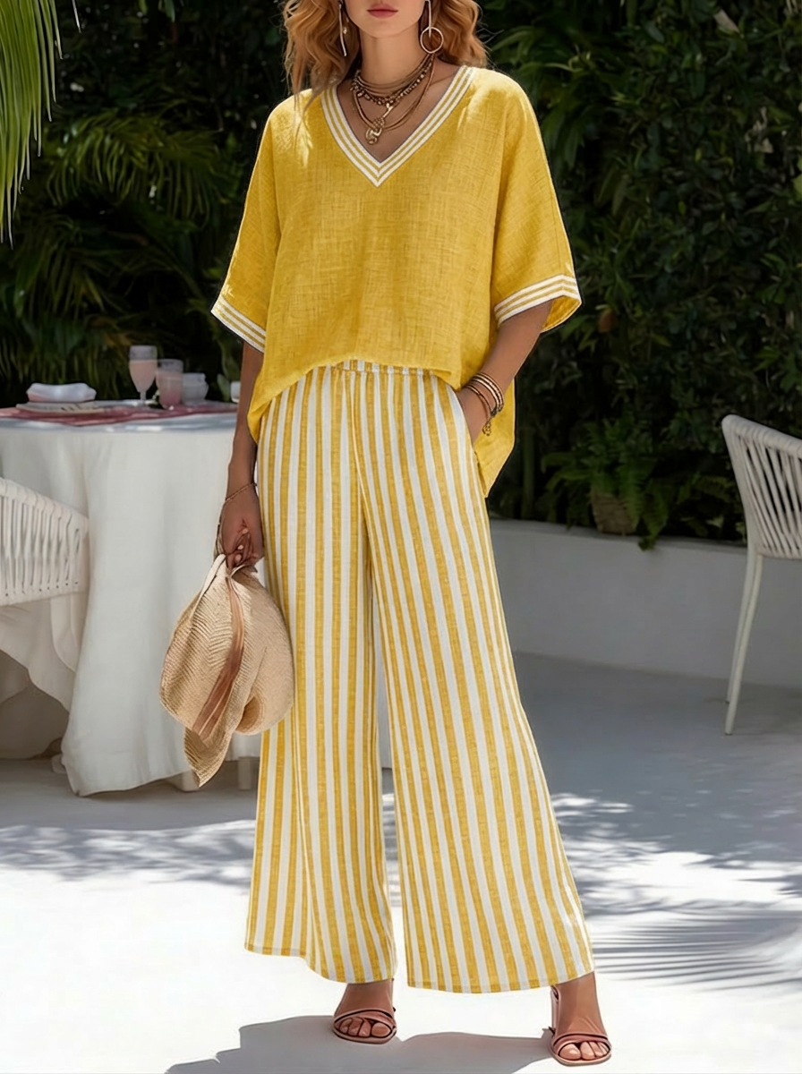 Alur |  Striped Linen Duo Set