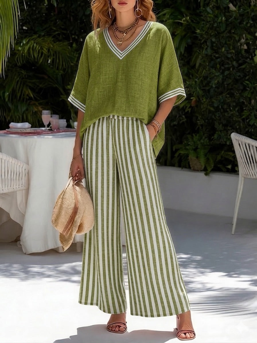 Alur |  Striped Linen Duo Set