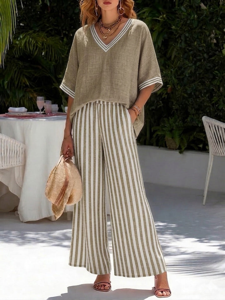 Alur |  Striped Linen Duo Set