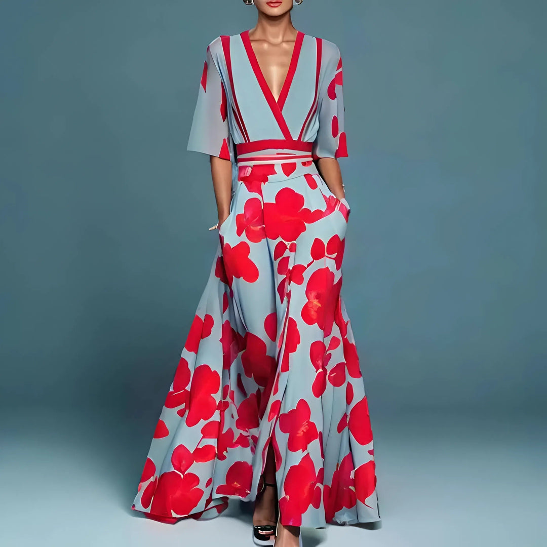 Valentina | Elegant long dress with deep neckline