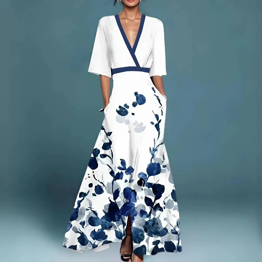 Valentina | Elegant long dress with deep neckline